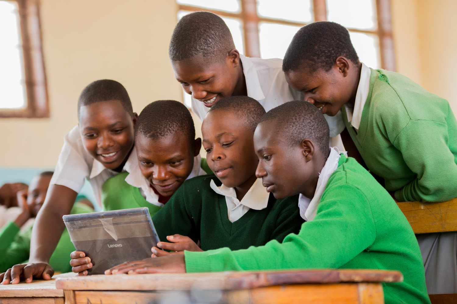 Happy students learning